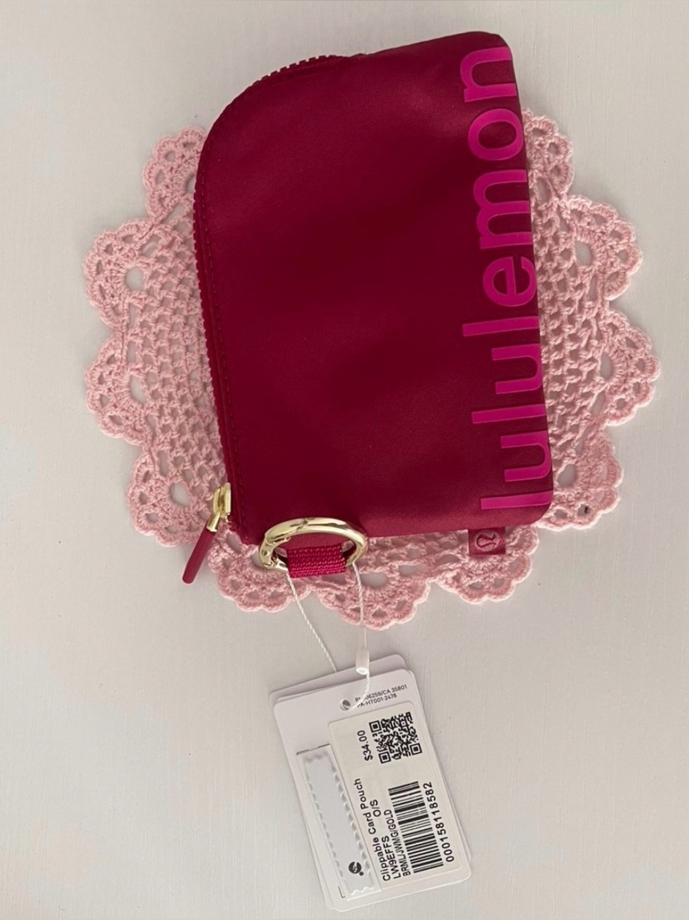 lululemon athletica Deep Magenta Cosmetic Pouch with Pink Logo